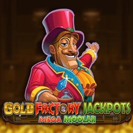 Gold Factory Jackpots Mega Moolah logo by Aurum Signature Studios at Fortune Casino